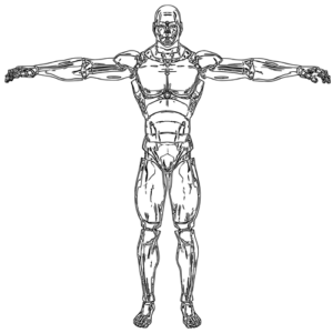 Mann, Roboter, Körperbild, Zeichnung